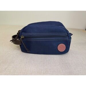 Timberland Navy Blue Canvas Toiletry Bag Travel Dopp Kit with Striped Lining